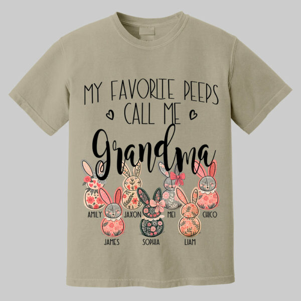 My Favorite Peeps Call Me Grandma - Personalized Shirt For Nana Mimi Gigi - Flower Bunny Shirt Custom Name Kids NA04 - Image 2