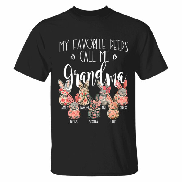 My Favorite Peeps Call Me Grandma - Personalized Shirt For Nana Mimi Gigi - Flower Bunny Shirt Custom Name Kids NA04 - Image 9