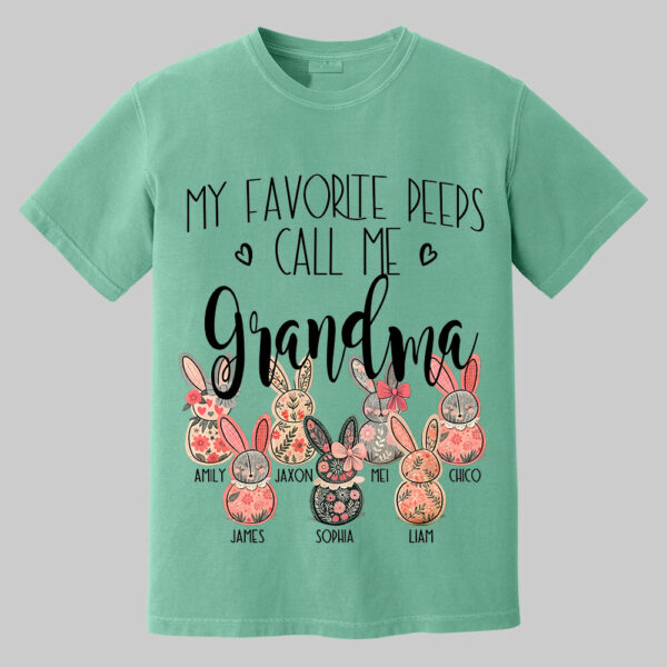 My Favorite Peeps Call Me Grandma - Personalized Shirt For Nana Mimi Gigi - Flower Bunny Shirt Custom Name Kids NA04 - Image 6