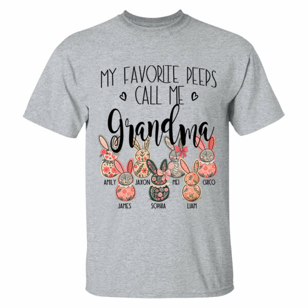 My Favorite Peeps Call Me Grandma - Personalized Shirt For Nana Mimi Gigi - Flower Bunny Shirt Custom Name Kids NA04 - Image 8