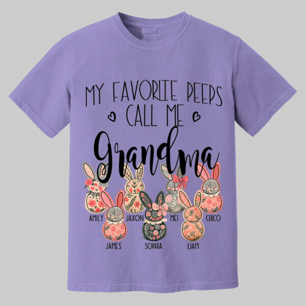 My Favorite Peeps Call Me Grandma - Personalized Shirt For Nana Mimi Gigi - Flower Bunny Shirt Custom Name Kids NA04 - Image 14