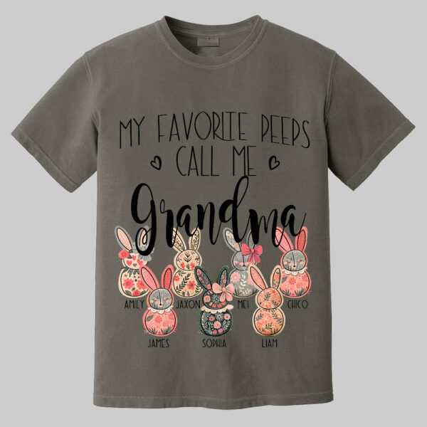 My Favorite Peeps Call Me Grandma - Personalized Shirt For Nana Mimi Gigi - Flower Bunny Shirt Custom Name Kids NA04 - Image 3