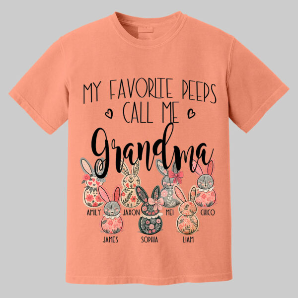 My Favorite Peeps Call Me Grandma - Personalized Shirt For Nana Mimi Gigi - Flower Bunny Shirt Custom Name Kids NA04 - Image 5