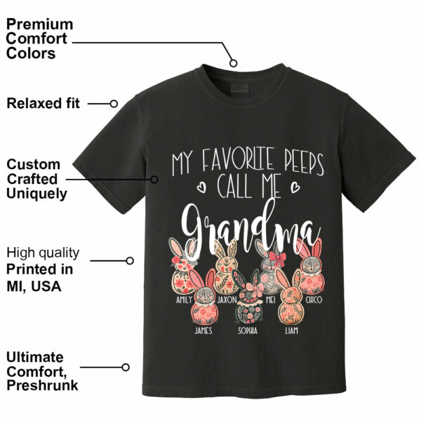 My Favorite Peeps Call Me Grandma - Personalized Shirt For Nana Mimi Gigi - Flower Bunny Shirt Custom Name Kids NA04 - Image 15