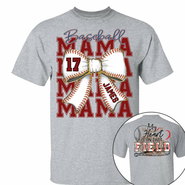 My Heart Is On That Field, Personalized Baseball Mom Shirt, Gift For Baseball Lover A2110 - Image 4