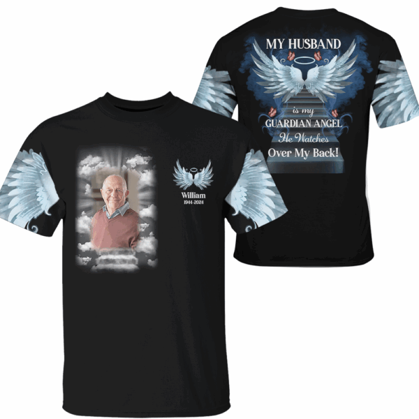 My Love Is My Guardian Angel - Personalized Photo Memorial Shirt - Image 2
