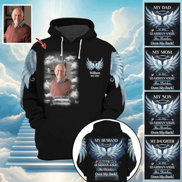 My Love Is My Guardian Angel - Personalized Photo Memorial Shirt