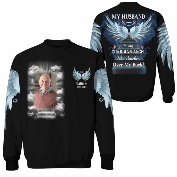 My Love Is My Guardian Angel - Personalized Photo Memorial Shirt - Image 3