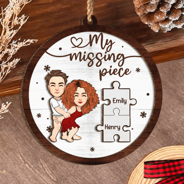 My Missing Piece Personalized 2 Layered Wood Ornament For Couple - Image 4