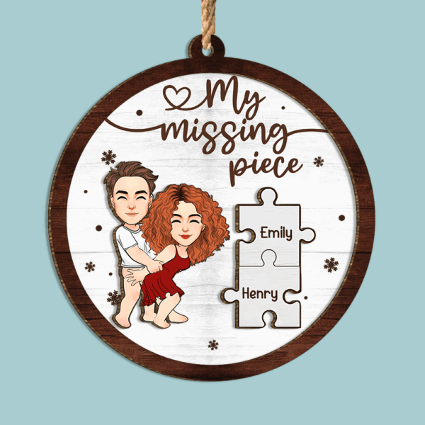 My Missing Piece Personalized 2 Layered Wood Ornament For Couple - Image 5