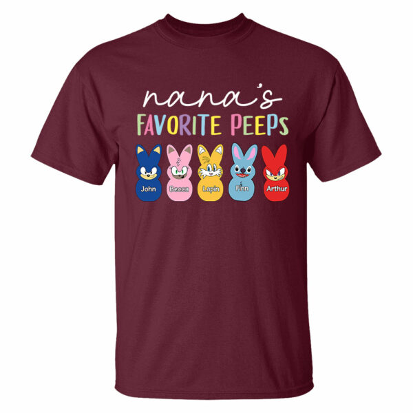 Nana's Favorite Peeps Easter Shirt, Personalized Grandchild Name T-shirt, Custom Funny Tee For Grandma, Cute Bunny Nana Mom Gift - Image 9