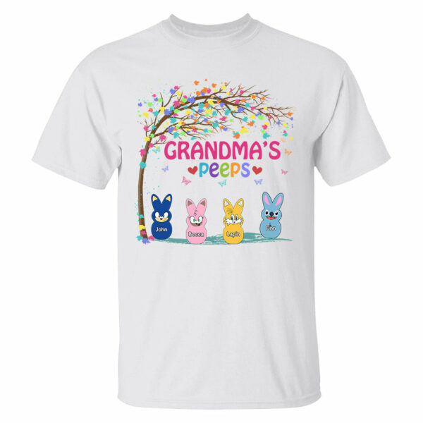 Nana's Favorite Peeps Easter Shirt, Personalized Grandchild Name T-shirt, Custom Funny Tee For Grandma, Cute Bunny Nana Mom Gift