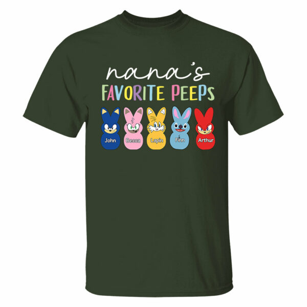 Nana's Favorite Peeps Easter Shirt, Personalized Grandchild Name T-shirt, Custom Funny Tee For Grandma, Cute Bunny Nana Mom Gift - Image 5