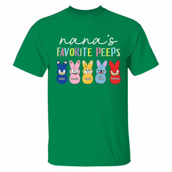 Nana's Favorite Peeps Easter Shirt, Personalized Grandchild Name T-shirt, Custom Funny Tee For Grandma, Cute Bunny Nana Mom Gift - Image 8