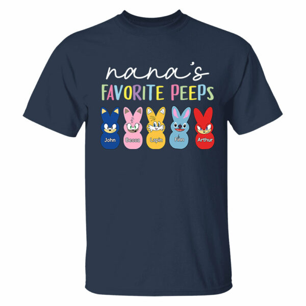 Nana's Favorite Peeps Easter Shirt, Personalized Grandchild Name T-shirt, Custom Funny Tee For Grandma, Cute Bunny Nana Mom Gift - Image 4
