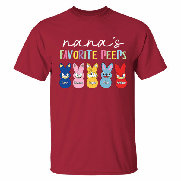 Nana's Favorite Peeps Easter Shirt, Personalized Grandchild Name T-shirt, Custom Funny Tee For Grandma, Cute Bunny Nana Mom Gift - Image 10