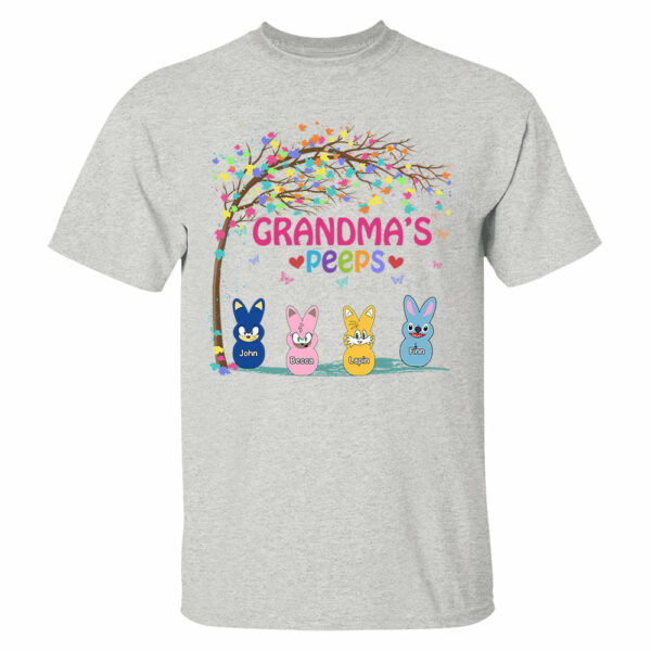 Nana's Favorite Peeps Easter Shirt, Personalized Grandchild Name T-shirt, Custom Funny Tee For Grandma, Cute Bunny Nana Mom Gift - Image 2