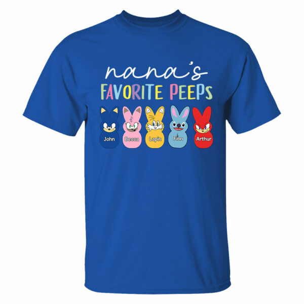Nana's Favorite Peeps Easter Shirt, Personalized Grandchild Name T-shirt, Custom Funny Tee For Grandma, Cute Bunny Nana Mom Gift - Image 7