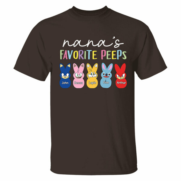 Nana's Favorite Peeps Easter Shirt, Personalized Grandchild Name T-shirt, Custom Funny Tee For Grandma, Cute Bunny Nana Mom Gift - Image 6