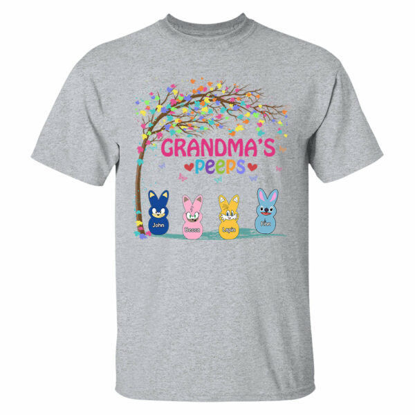 Nana's Favorite Peeps Easter Shirt, Personalized Grandchild Name T-shirt, Custom Funny Tee For Grandma, Cute Bunny Nana Mom Gift - Image 3