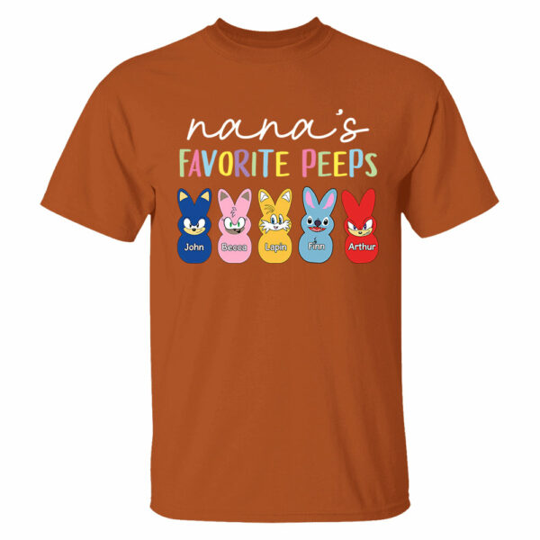 Nana's Favorite Peeps Easter Shirt, Personalized Grandchild Name T-shirt, Custom Funny Tee For Grandma, Cute Bunny Nana Mom Gift - Image 11