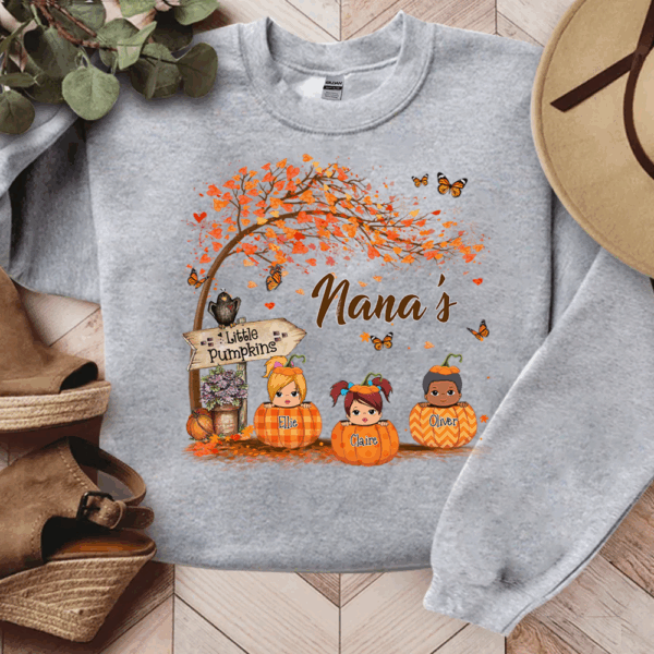 Nana's Little Pumpkin Autumn Personalized Sweatshirt For Grandmas - Image 3
