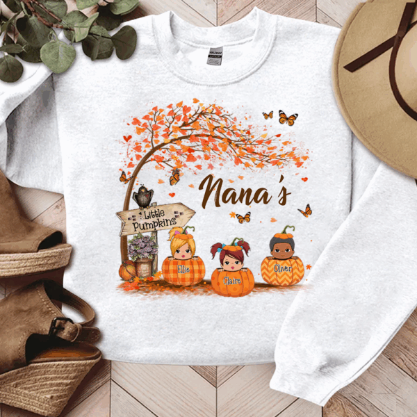 Nana's Little Pumpkin Autumn Personalized Sweatshirt For Grandmas - Image 2