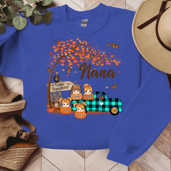 Nana's Little Pumpkins Autumn Truck Personalized Sweatshirt With Grandkids Names - Image 7