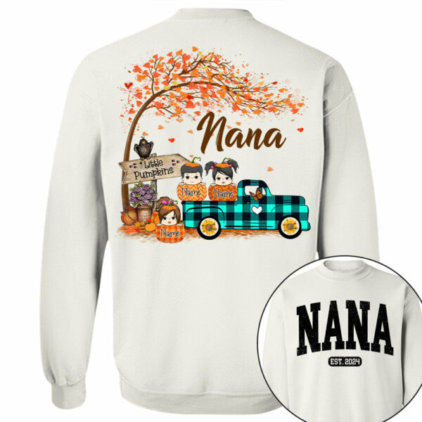 Nana's Little Pumpkins Autumn Truck Shirts With Grandkids Names - Image 10