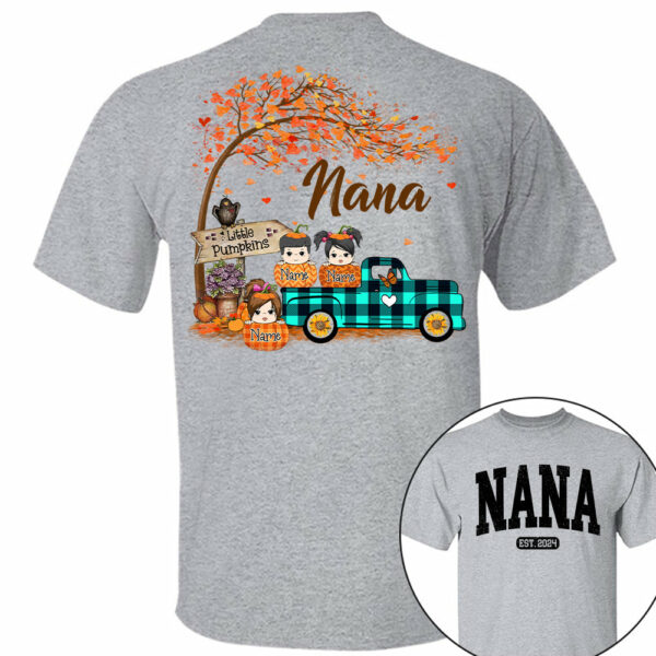 Nana's Little Pumpkins Autumn Truck Shirts With Grandkids Names - Image 5