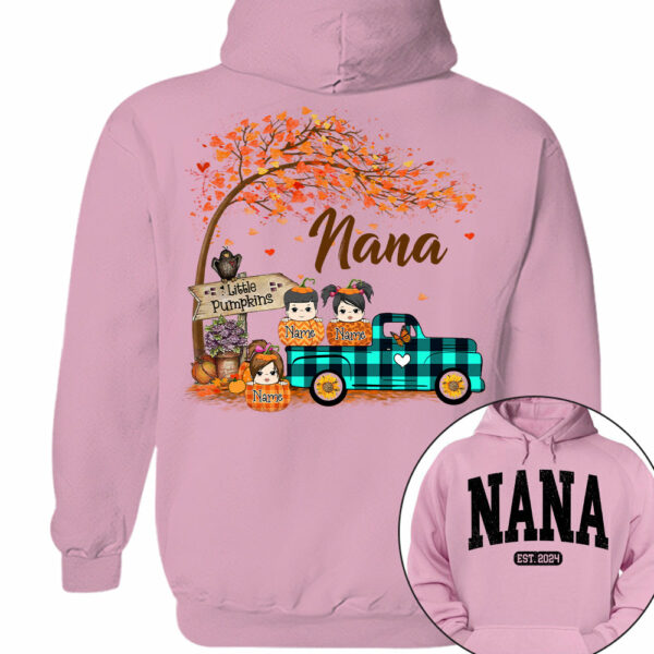 Nana's Little Pumpkins Autumn Truck Shirts With Grandkids Names - Image 9