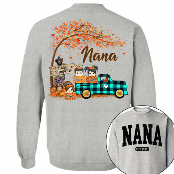 Nana's Little Pumpkins Autumn Truck Shirts With Grandkids Names - Image 11