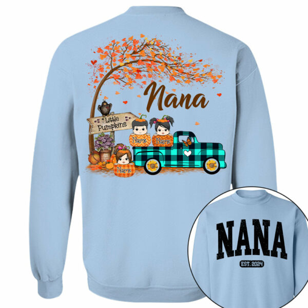 Nana's Little Pumpkins Autumn Truck Shirts With Grandkids Names - Image 12