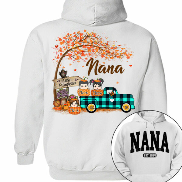 Nana's Little Pumpkins Autumn Truck Shirts With Grandkids Names - Image 6
