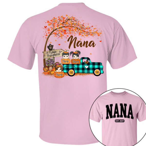 Nana's Little Pumpkins Autumn Truck Shirts With Grandkids Names - Image 4