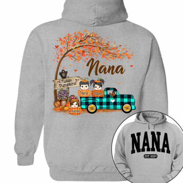 Nana's Little Pumpkins Autumn Truck Shirts With Grandkids Names - Image 7