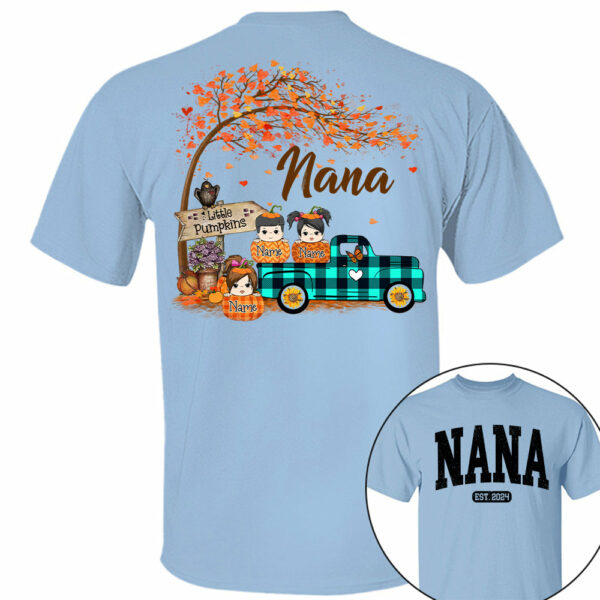Nana's Little Pumpkins Autumn Truck Shirts With Grandkids Names - Image 3