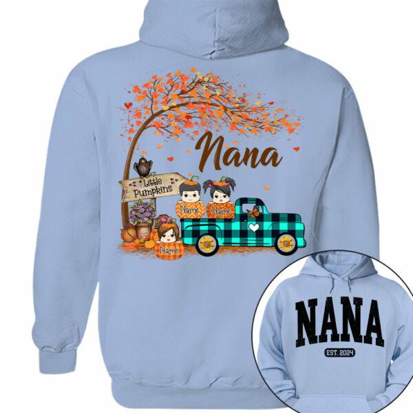 Nana's Little Pumpkins Autumn Truck Shirts With Grandkids Names - Image 8