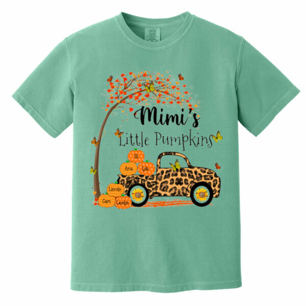 Nana's Little Pumpkins Truck Autumn Personalized Garment-Dyed Heavyweight T-Shirt - Image 2