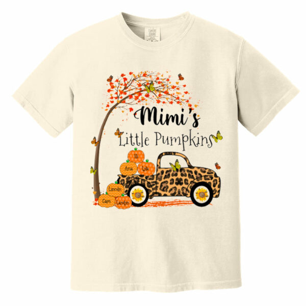 Nana's Little Pumpkins Truck Autumn Personalized Garment-Dyed Heavyweight T-Shirt - Image 3