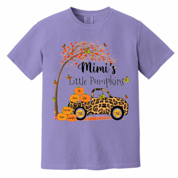 Nana's Little Pumpkins Truck Autumn Personalized Garment-Dyed Heavyweight T-Shirt - Image 7