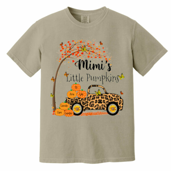 Nana's Little Pumpkins Truck Autumn Personalized Garment-Dyed Heavyweight T-Shirt - Image 5