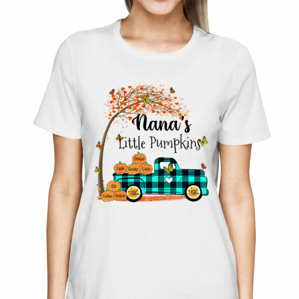 Nana's Little Pumpkins Truck Autumn Personalized Shirts - Custom Nana With Grandkids Names Shirt - Image 2