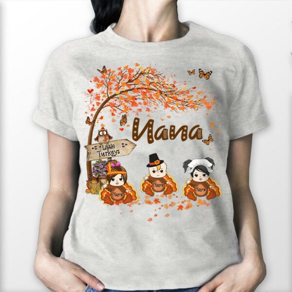 Nana's Little Turkeys Thanksgiving Custom Shirt Gift For Grandma - Image 2