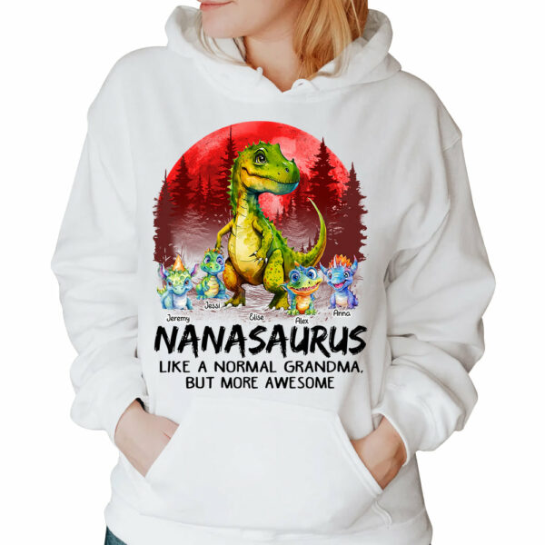 Nanasaurus Like A Normal Grandma But Only Awesome Personalized Shirt With Kids - Image 4