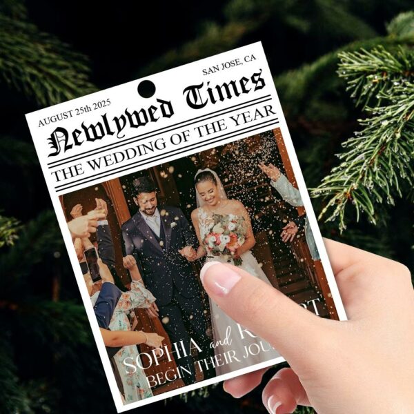 Newlywed Times The Wedding Of The Year - Personalized Acrylic Photo Ornament - Image 7