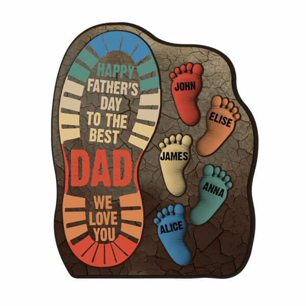 No Matter How Big We Get - Family Footprints, Family Personalized Custom Shaped 2-Layered Wooden Plaque With Flat Stand, Father's Day Gift, Gift For Dad, Grandpa A2110 - Image 5
