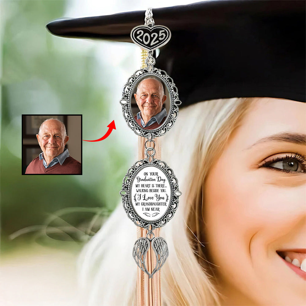 On Your Graduation Day My Heart Is There - Custom Graduation Tassel Photo Charm