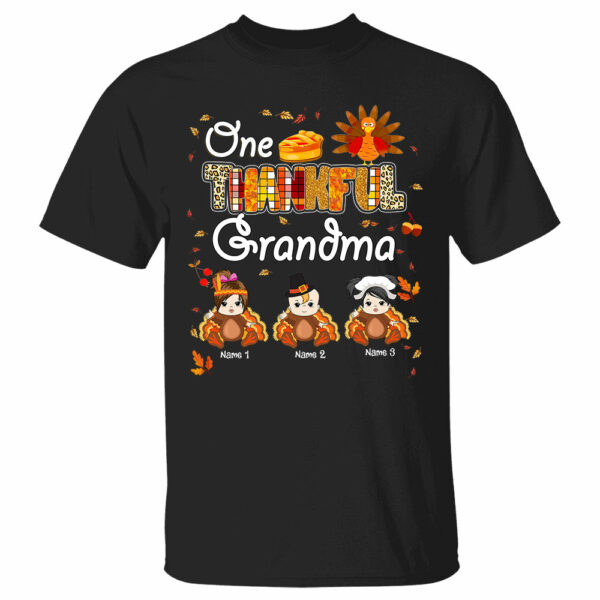 One Thankful Grandma Little Turkeys - Personalized Custom Shirt - Thanksgiving Gift for Grandma