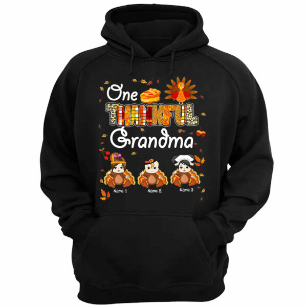 One Thankful Grandma Little Turkeys - Personalized Custom Shirt - Thanksgiving Gift for Grandma - Image 3